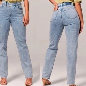 Abercrombie & Fitch Curve Love 90's Straight Leg High Rise Blue Denim Jeans 26